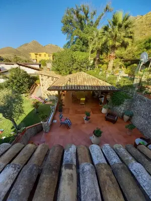 an aerial view of a patio with a gazebo at Rifugio panoramico in Montelepre