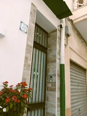 a door to a building with a potted plant at A meravigghia casa vacanze in Bagheria