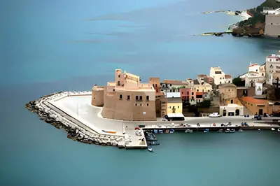 an aerial view of an island in the water at Stella Del Mare in Castellammare del Golfo