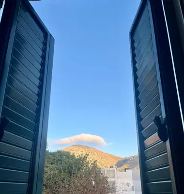 a view from the window of a house at Casa TreMar - Flat with roof top in Mondello in Palermo