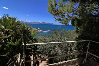 a view of the ocean from a beach at Villa Barbera - Terrace overlooking the sea in Bagheria