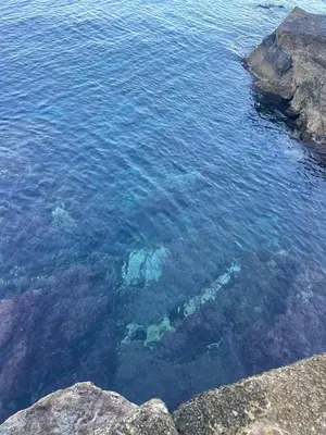 a view of the clear blue water with rocks at Lucrezio Houses in Palermo