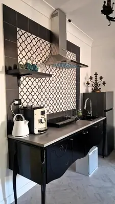 a kitchen with a counter with a sink and a stove at zaraholiday24 in Palermo