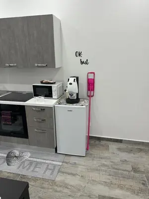 a kitchen with a white refrigerator and a microwave at Holiday home tom in Palermo
