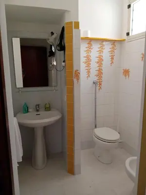 a bathroom with a toilet and a sink at Casa Montalbano in Nuova Gibellina