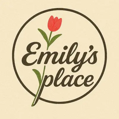 a sign that says emily place with a red flower at Emily's Place in Palermo