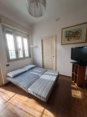 a bedroom with a bed and a flat screen tv at Emily's Place in Palermo
