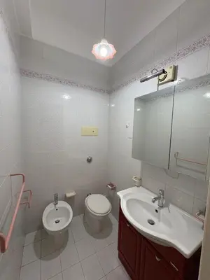 a white bathroom with a toilet and a sink at Casaleoni5769 in Palermo