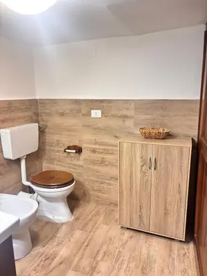 a bathroom with a toilet and a sink at Dimora Albanese in Palermo