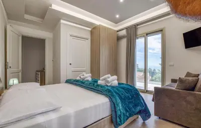 a bedroom with a bed and a television in it at Amazing Home In Trabia in Trabia