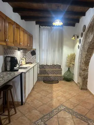 a kitchen with a sink and a counter top at Settebello - Antica Mangiatoia Palermitana in Palermo