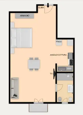 a floor plan of a room with a bathroom at Al Baglio di Sant'Elia in Santa Flavia