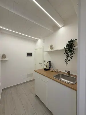 a kitchen with a sink and a counter top at Seraphia Apartment in Palermo