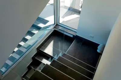 a view of a staircase with a glass floor at VILLA DEI SOSPIRI 4, Emma Villas in Castellammare del Golfo