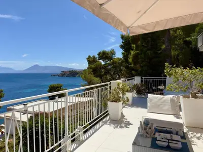 a balcony with a view of the ocean at Sicily Sea Villa Capo Zafferano in Santa Flavia