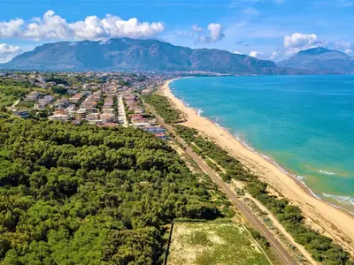 an aerial view of a beach and the ocean at Apartment Sea Life Giulia- 200 m vom Strand entfernt by Interhome in Alcamo Marina