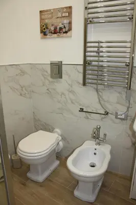 a bathroom with a toilet and a sink at Sapphire Home in Palermo
