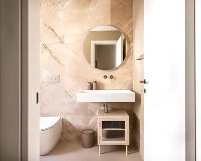 a bathroom with a sink and a mirror at Casa Marella in Balestrate