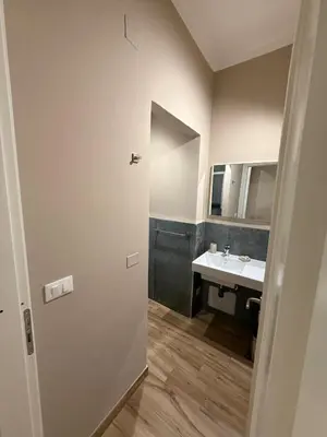 a bathroom with a sink and a mirror at Titti's Nest in Casteldaccia