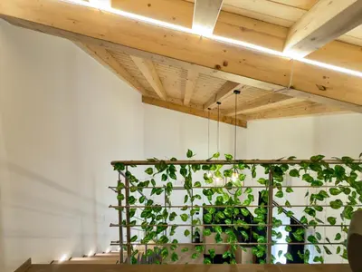 an overhead view of a staircase in a loft at Montana Suite in Palermo