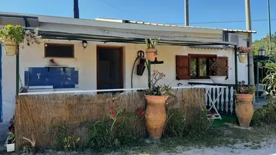 a small house with potted plants in front of it at Casa Vacanza e Camera Fabiola in Castellammare del Golfo