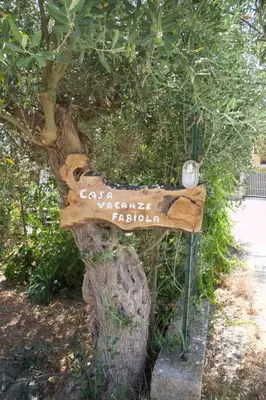 a sign on the side of a tree at Casa Vacanza e Camera Fabiola in Castellammare del Golfo