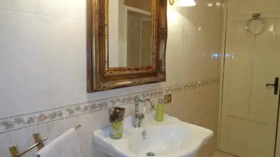 a bathroom with a sink and a mirror at Casa nobiliare in Palermo