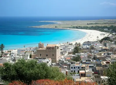 a view of a city and the beach at I Segreti di Antonina in Castelluzzo