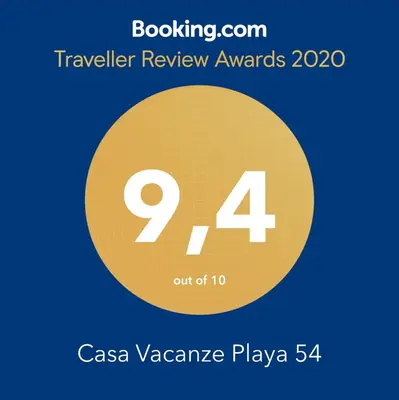 a yellow circle with the number four and the text travel review awards at Casa Vacanze Playa 54 in Castellammare del Golfo