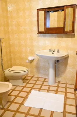 a bathroom with a sink and a toilet at La Grande Palma in Castelluzzo