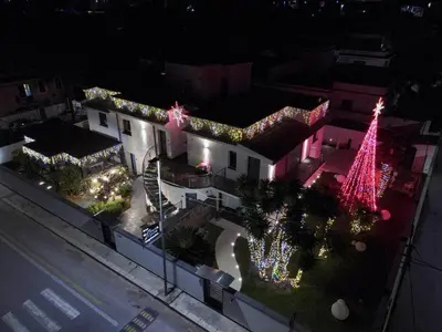 an overhead view of a house decorated with christmas lights at Tra Le Braccia di Morfeo in Terrasini