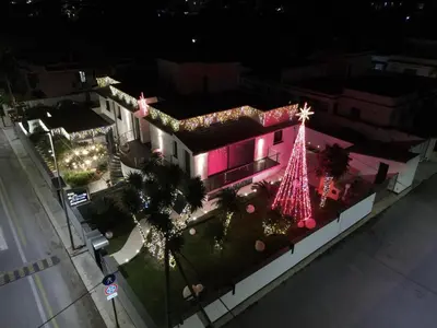 an overhead view of a building with a christmas tree at Tra Le Braccia di Morfeo in Terrasini