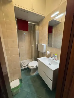 a bathroom with a toilet and a sink and a shower at Apartment Co in Palermo