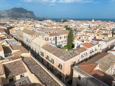 an aerial view of a city with buildings at Le Stanze al Genio di Darlon in Palermo