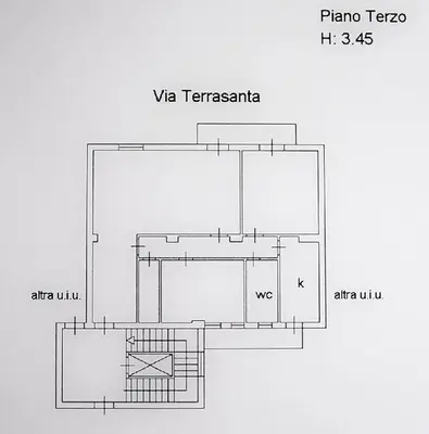 a drawing of a floor plan of a building at Casa Rosa in Palermo