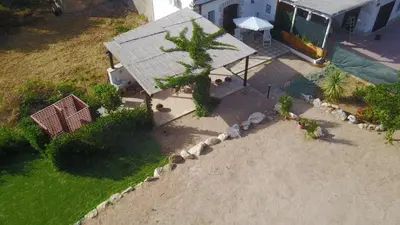 an overhead view of a house with a backyard at Lovely Cottage in Castellammare del Golfo