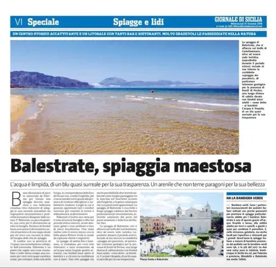 a newspaper clipping of a beach in a newspaper article at Villa Ruffino in Balestrate