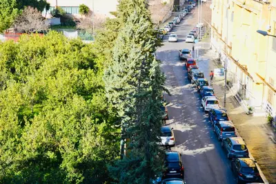 an aerial view of a parking lot with cars parked at Ri.Mo's Rent Room in Palermo
