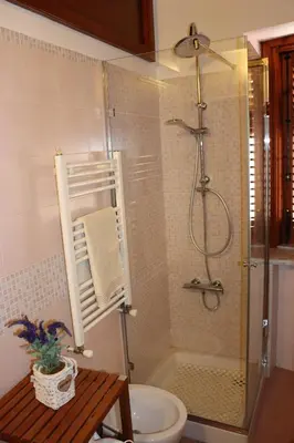 a bathroom with a shower and a toilet and a sink at La Casetta di Clara in Palermo