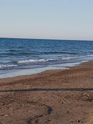 a shadow of a person walking on the beach at Mansarda Camelie via dei Normanni, 45 in Campofelice di Roccella