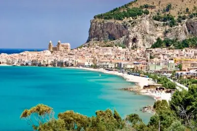 a view of positano on the amalfi coast at Mansarda Camelie via dei Normanni, 45 in Campofelice di Roccella