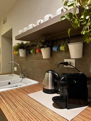 a kitchen counter with a tea kettle and a sink at Marilù in Palermo