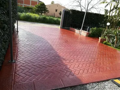 a brick walkway with a red brick at Villa Mimmo in Lascari