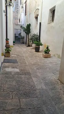 an alley with potted plants on the side of a building at Affittacamere Garibaldi in Alcamo