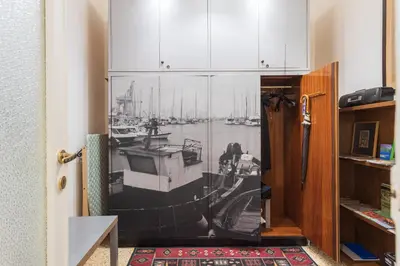 a glass door with a picture of a boat on it at Luxury Apartment * Immo's House* in Palermo
