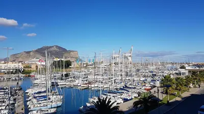 a bunch of boats docked in a harbor at Ci'Cala House in Palermo