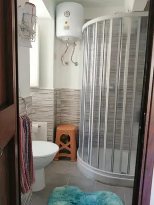 a bathroom with a shower and a toilet at Room holiday 