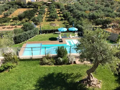 an aerial view of a villa with a swimming pool at Villa Vo' Scurá in Alcamo Marina