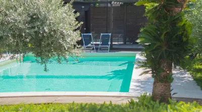a swimming pool with two chairs and a tree at Casa Gelsomino in Palermo