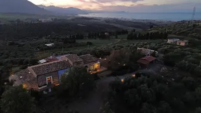 an aerial view of a house in a field at Terre Di Himera in Buonfornello
